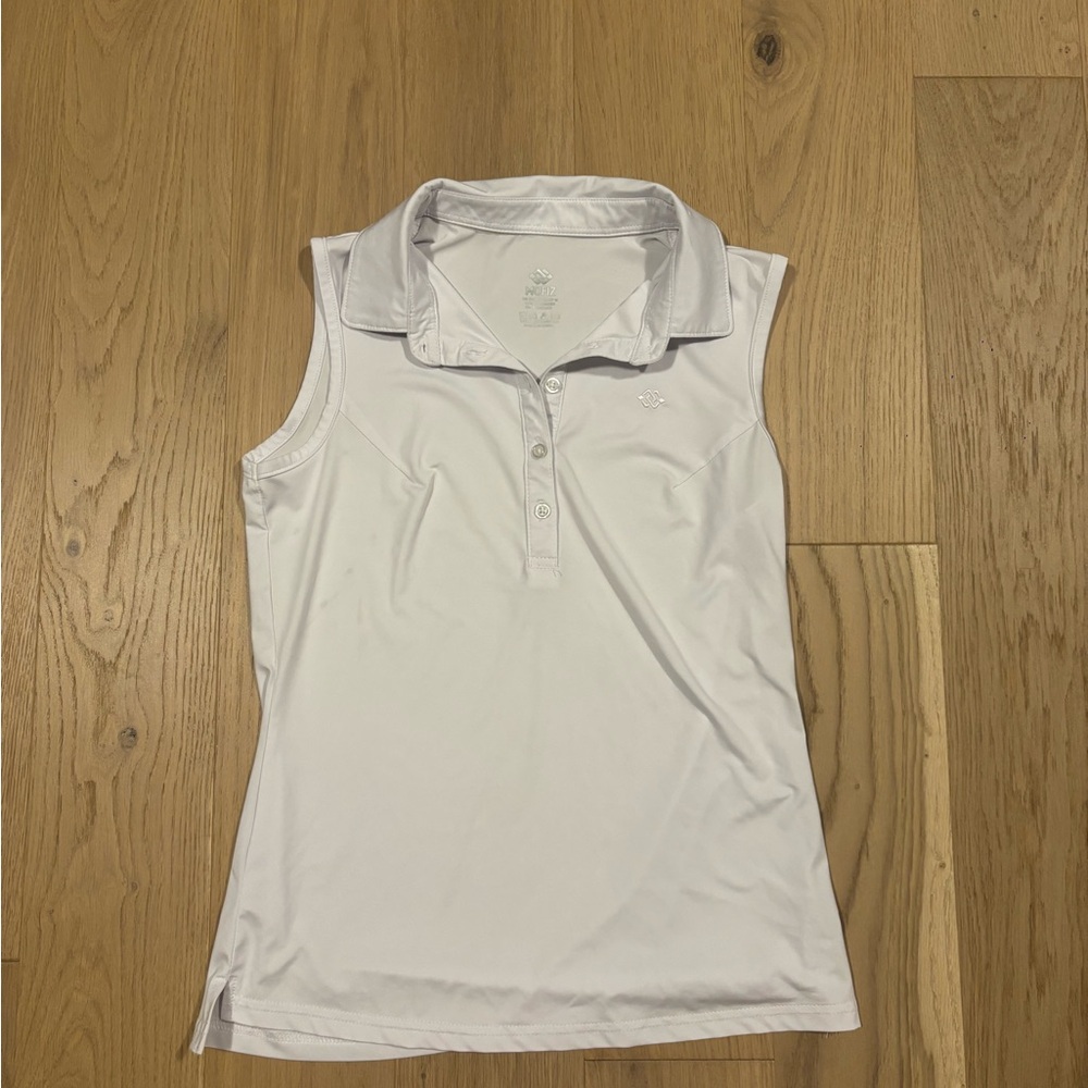 Elegant White Sleeveless Polo Tank Top